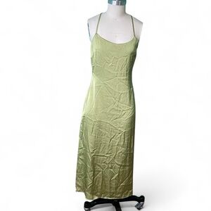 Asos Elegant Green Satin Slip Dress